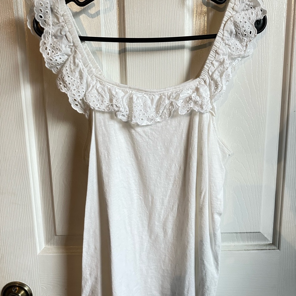 LOFT Cream Eyelet Top